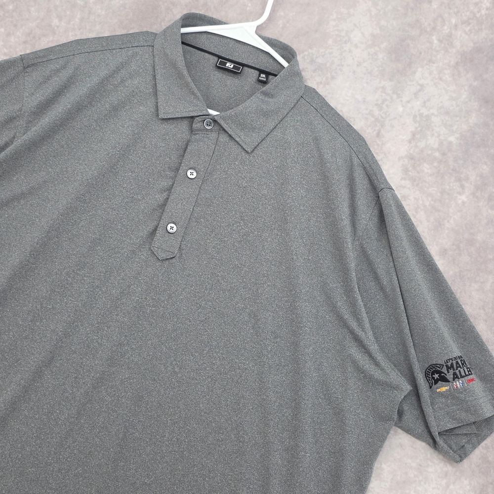 FootJoy Mens 2XL Golf Polo Shirt Grey ProDry Performance Fj Logo Stretch